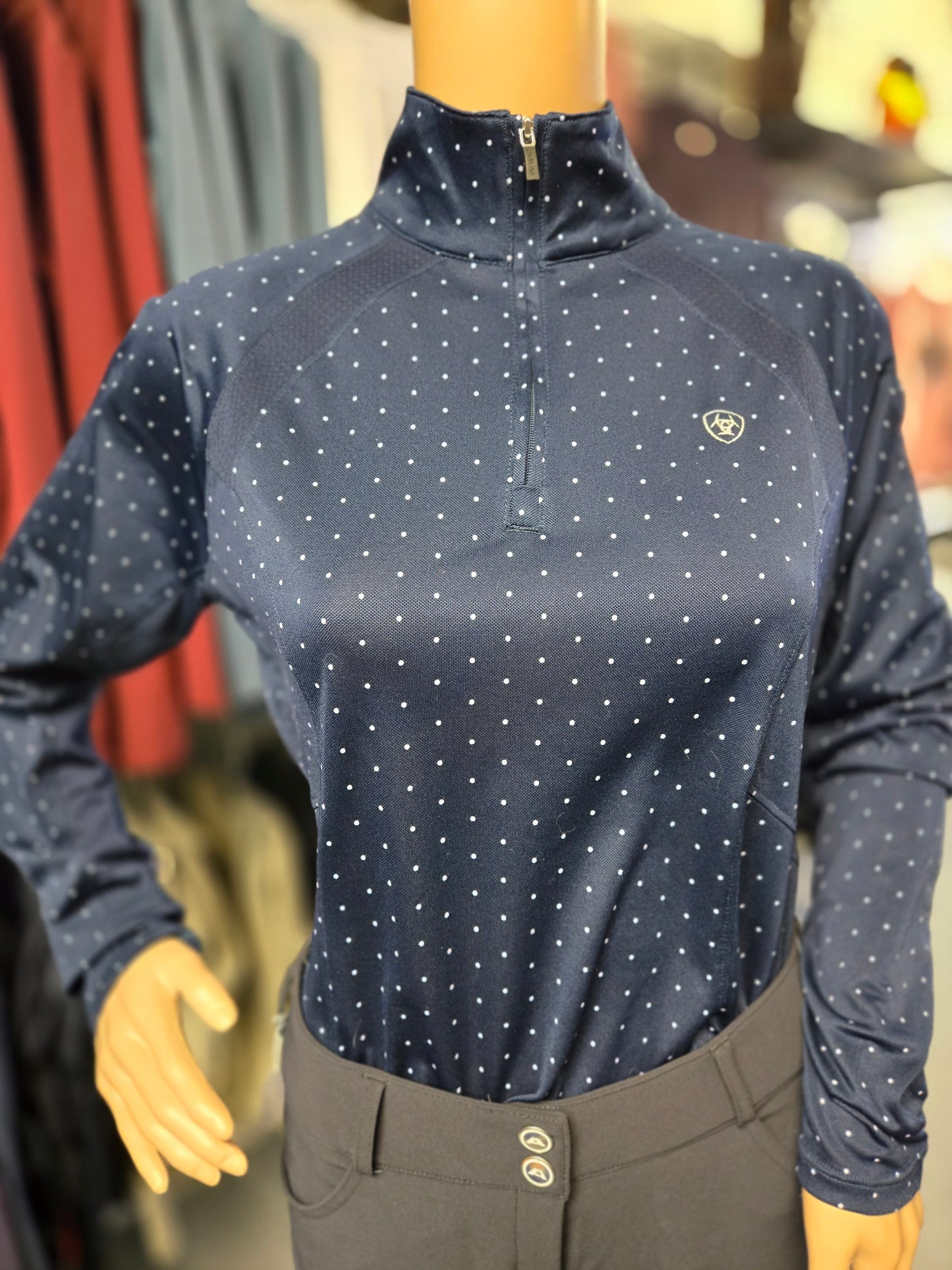 Ariat Navy/White L/S Mesh Show Shirt - USED
