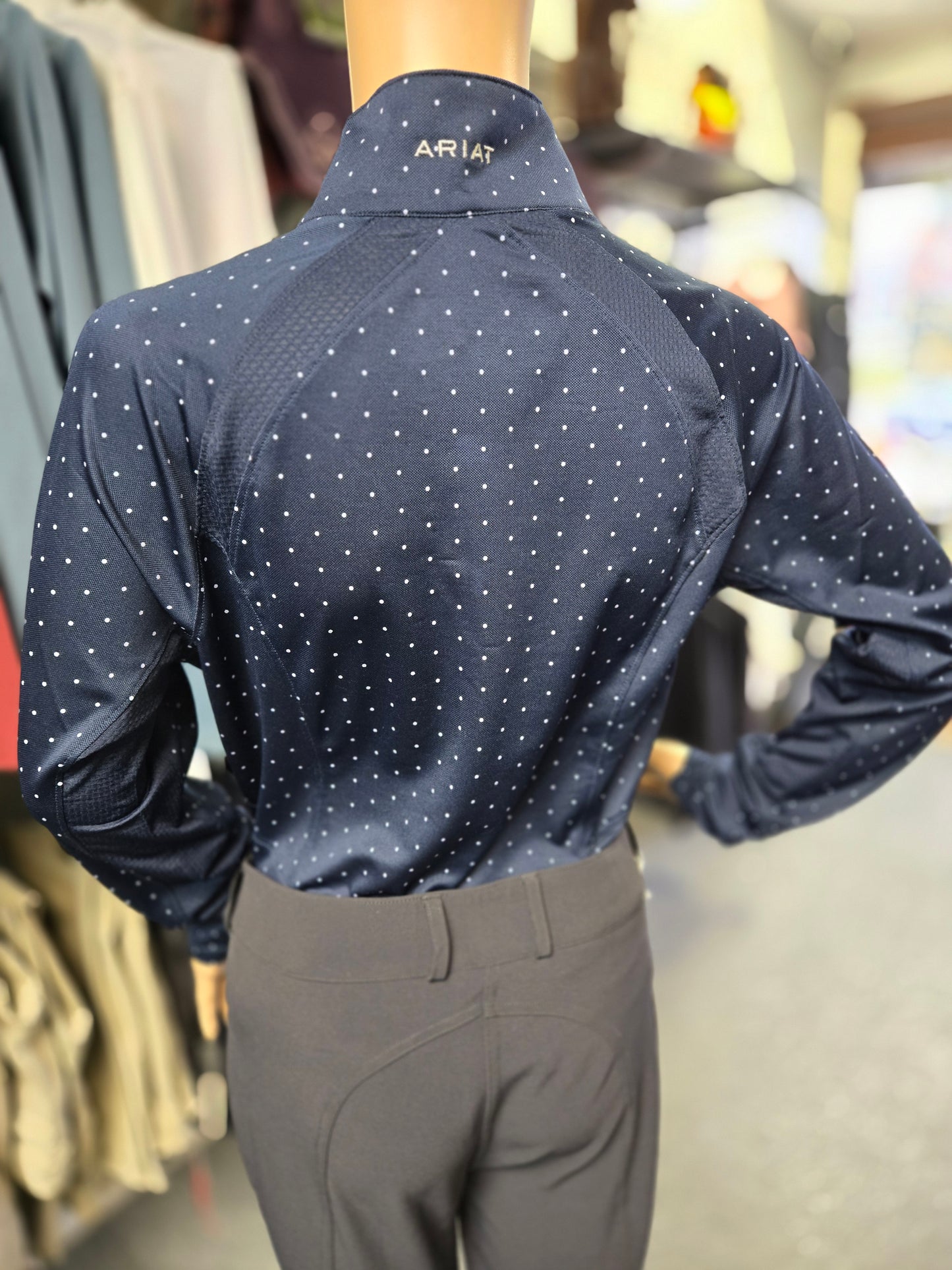 Ariat Navy/White L/S Mesh Show Shirt - USED