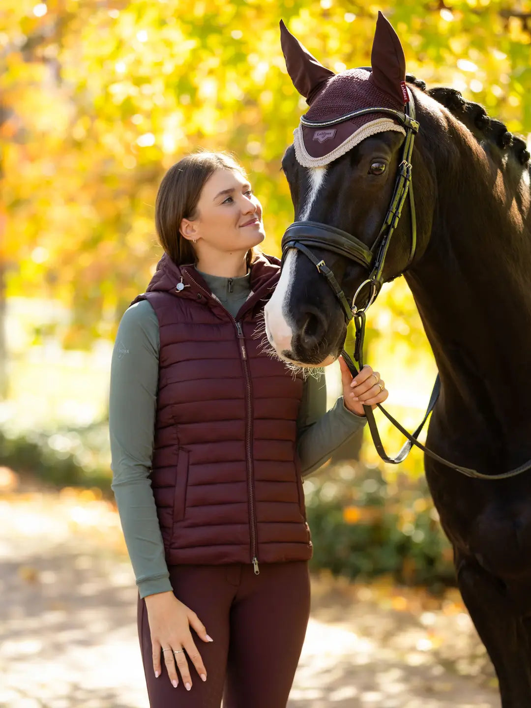 LeMieux Rose Hooded Puffer Vest - Damson