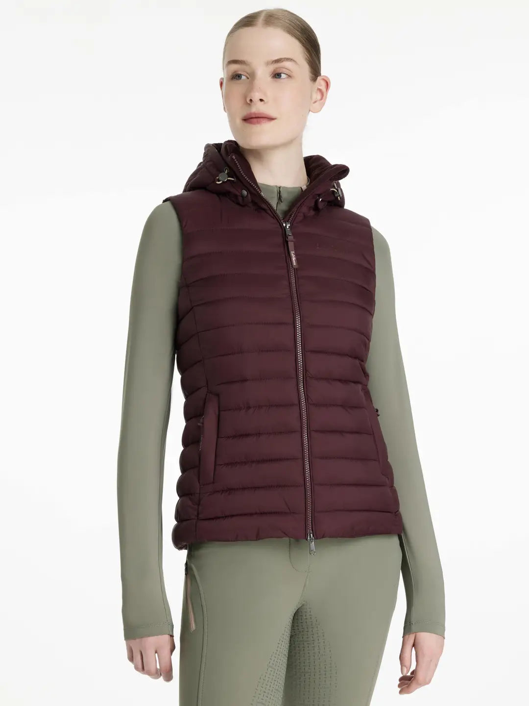 LeMieux Rose Hooded Puffer Vest - Damson
