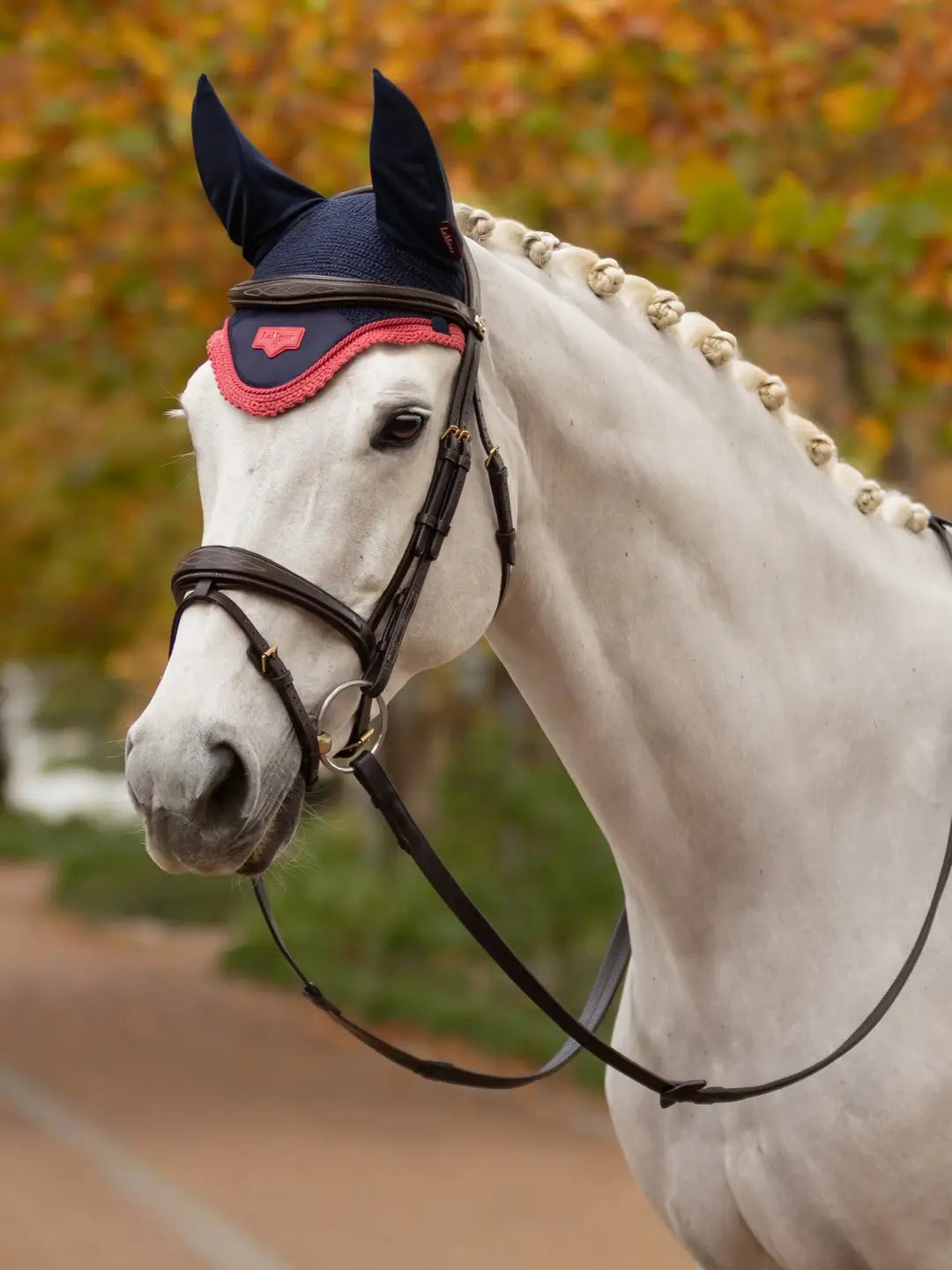 LeMieux Loire Fly Hood  - Navy/Cranberry