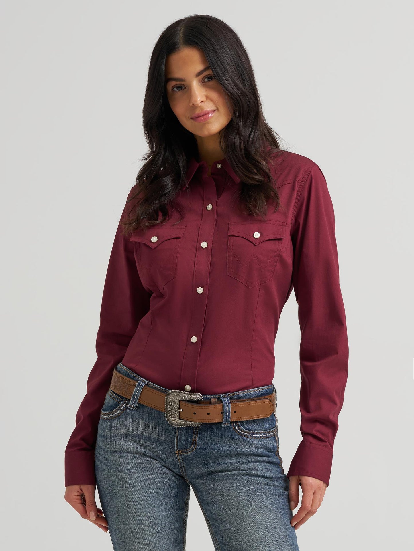 Wrangler Retro® Long Sleeve Solid Shirt | Windsor Wine