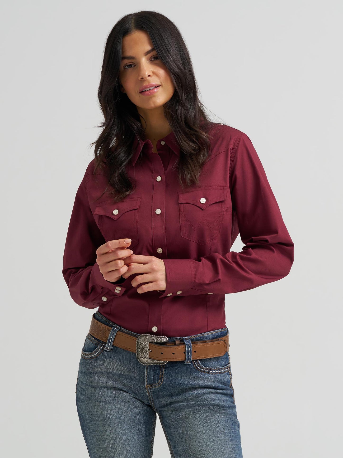Wrangler Retro® Long Sleeve Solid Shirt | Windsor Wine
