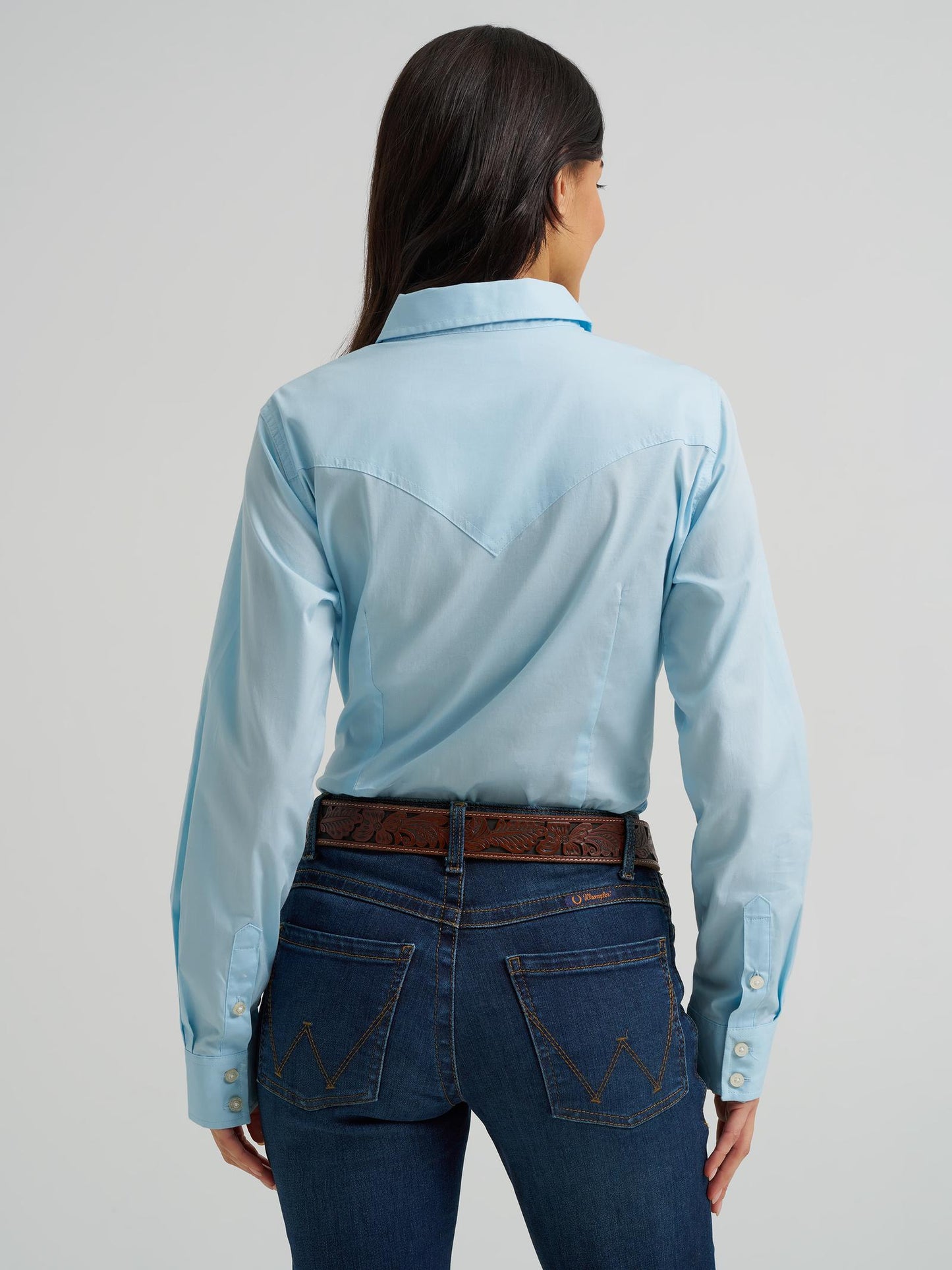 Wrangler Retro® Long Sleeve Solid Shirt | Cool Blue