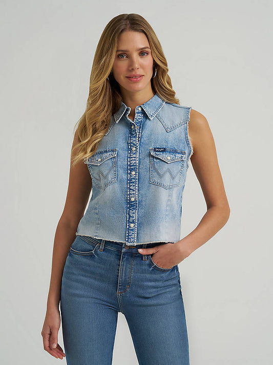 Wrangler Retro® Sleeveless Denim Snap Shirt