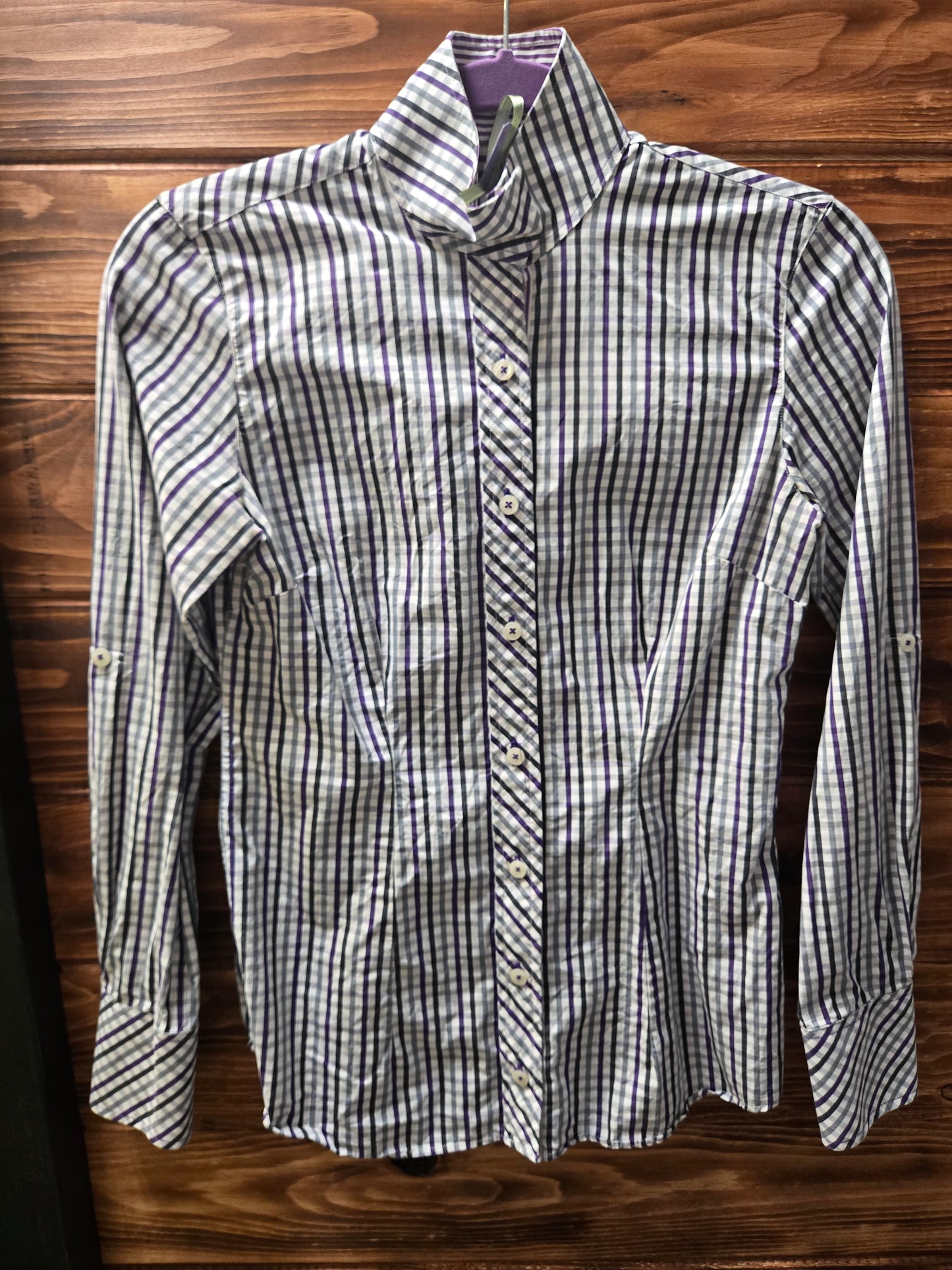 Used| Resistol Grey & Black Pearl Snap Western Shirt |Ladies Medium