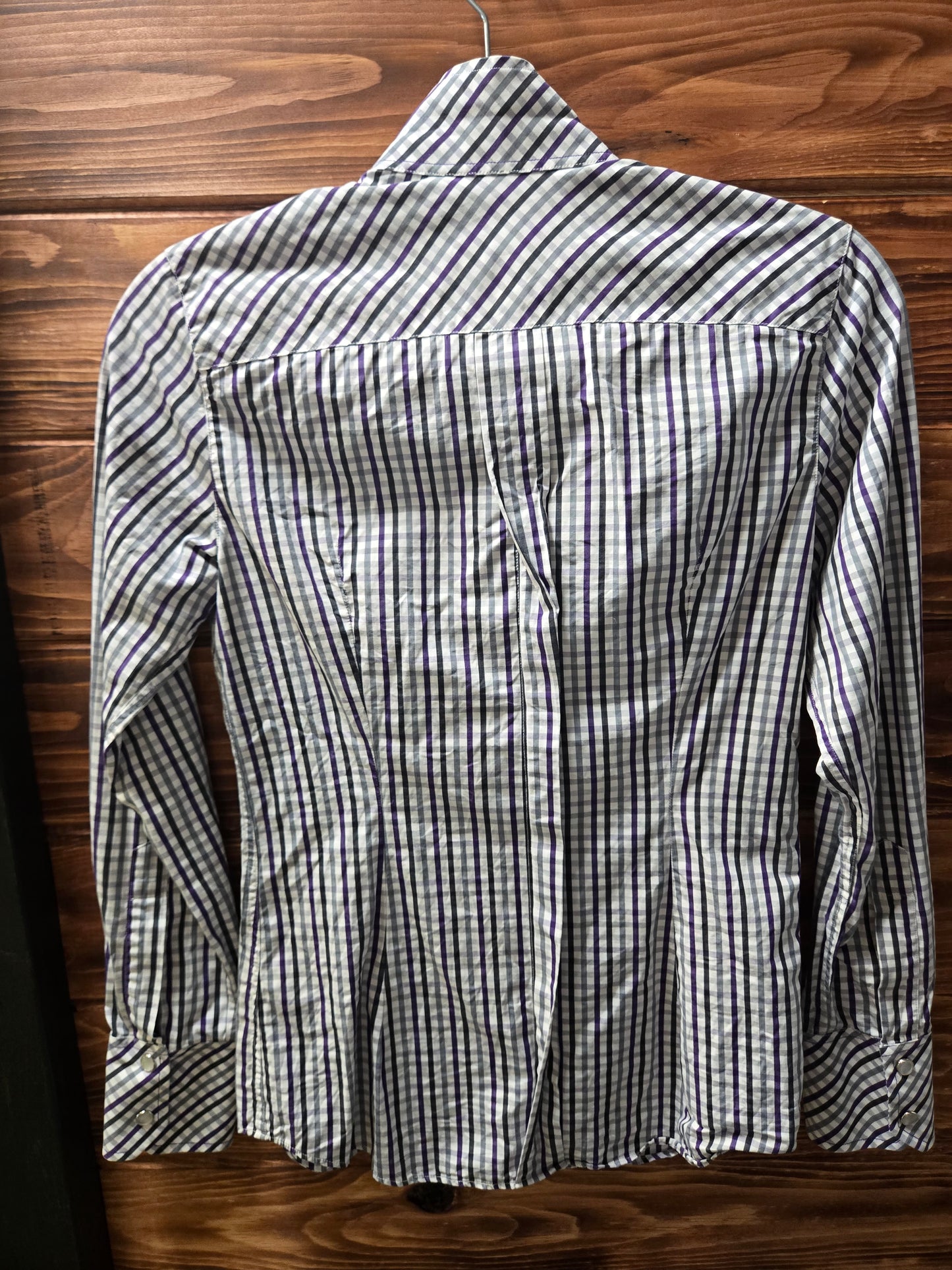 Used| Resistol Grey & Black Pearl Snap Western Shirt |Ladies Medium