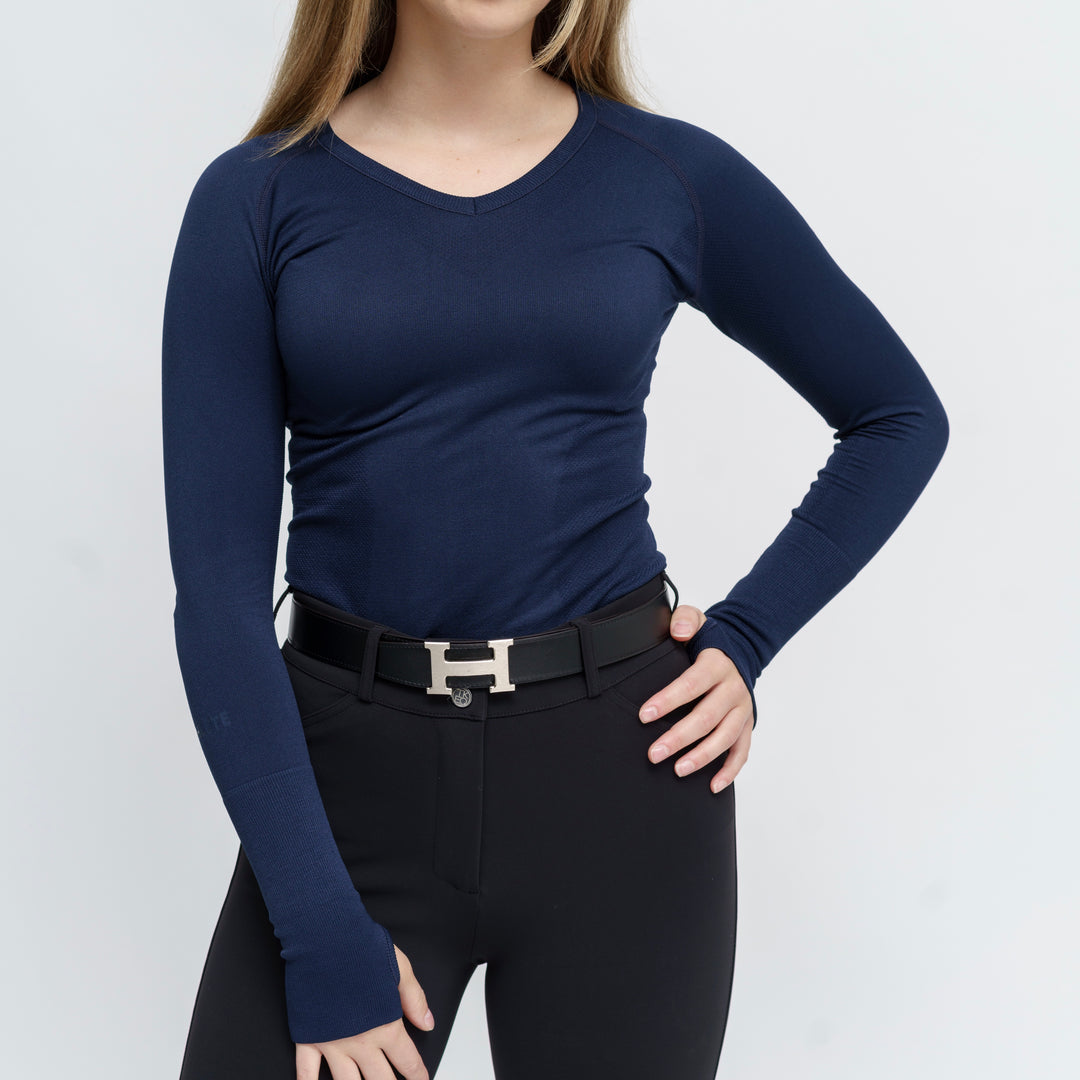 TKEQ Kennedy Seamless 2.0 V-Neck Long Sleeve | Classic Navy
