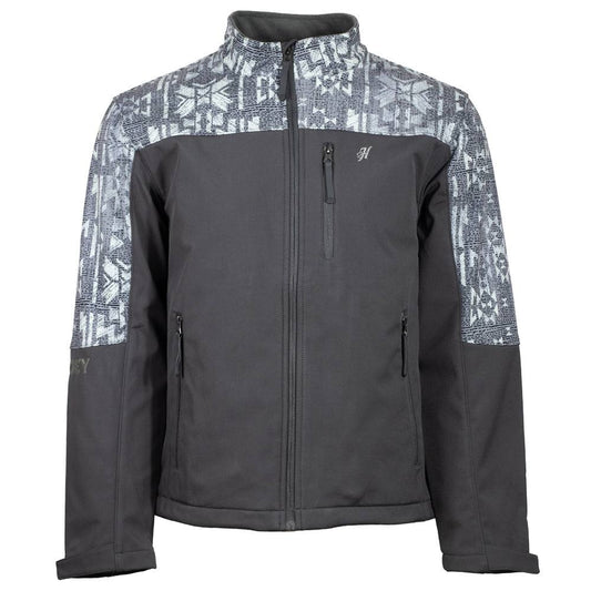 HOOEY SOFTSHELL JACKET" CHARCOAL W/AZTEC DETAILING