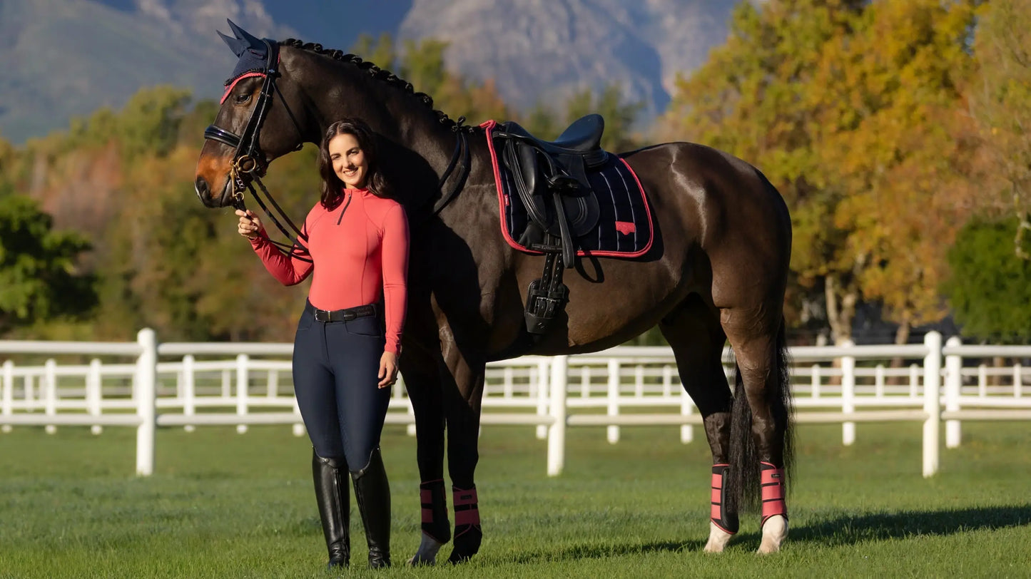 LeMieux Loire Classic Dressage Saddle Pad - Navy/Cranberry