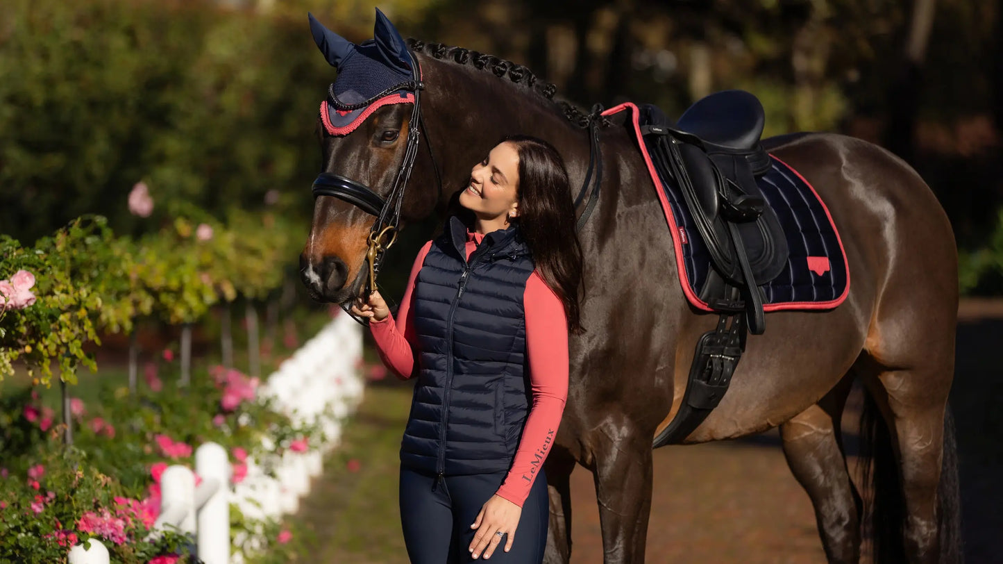 LeMieux Loire Classic Dressage Saddle Pad - Navy/Cranberry
