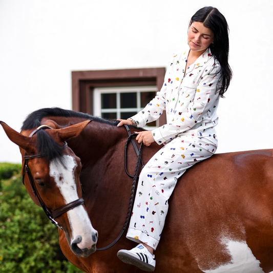 TKEQ Horse Girl Dreams PJ Set | Classic White