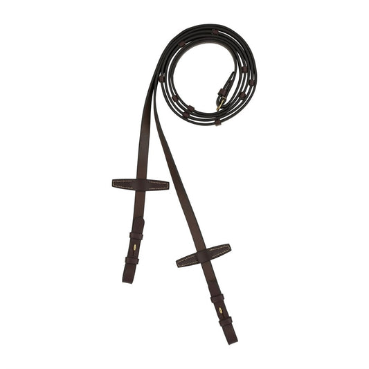 Horze Walthamstaw Leather Reins with Stops - Dark Brown